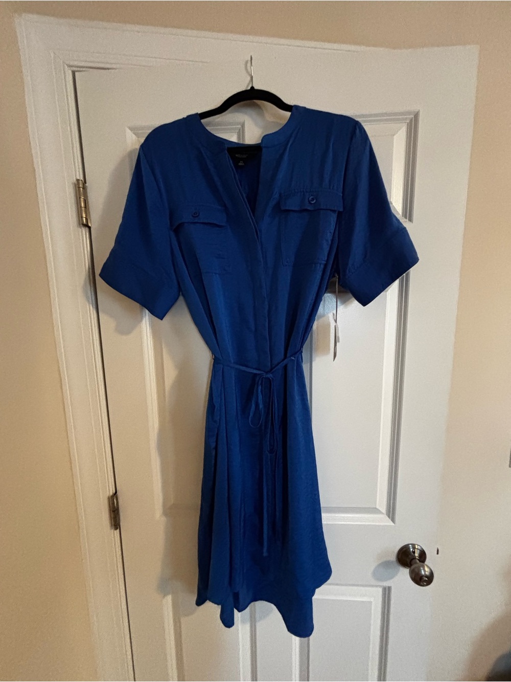 Simply Vera Vera Wang Royal Blue Button-Front Tie-Waist Midi Dress